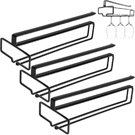 Тримач для келиха Mitening-тримач для келиха для підвішування, тримач для келиха з 3 предметів, тримач для келиха для посудомийної машини, металевий тримач для келиха, підвісний для домашнього бару, кухні, бару, ресторану, чорний