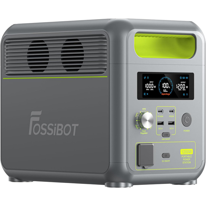 Портативна електростанція FOSSiBOT F1200: 1024Wh LiFePO4, 1200W (2400W) для кемпінгу, дому та балкону