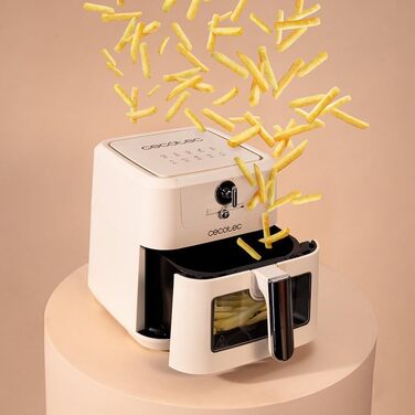 Фритюрниця без олії Cecotec Cecofry Antique 5000 з вікном, 5 л, 1500 Вт, Digital, PerfectCook, Retro-дизайн, білий колір