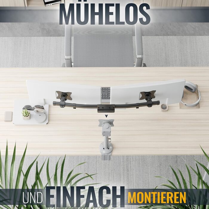 Підставка для монітора RICOO для 2 моніторів, Dual Monitor Arm TS3811, 17-27 дюймів, кріплення для комп'ютерів та ігрових моніторів