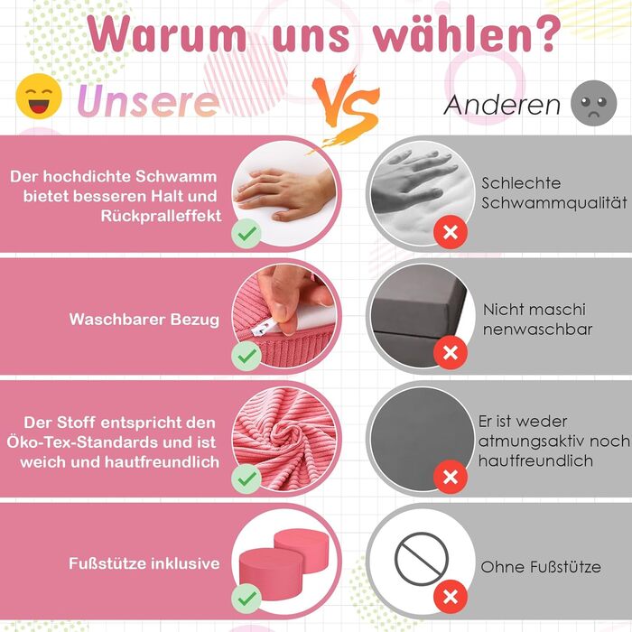 Дитяче ігрове крісло-диван, 15-ти частинний модульний, з сертифікацією Oeko-Tex® 100, з м'якого велюру (рожевий)