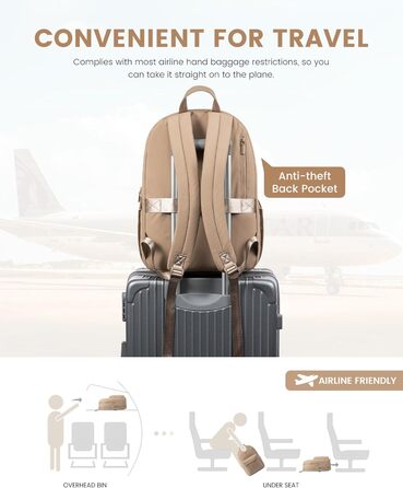 LOVEVOOK Рюкзак для жінок, середній, шкільний, для підлітків, елегантний, з відділенням для ноутбука, легкий, водонепроникний, для школи, університету, подорожей (Хакі, 17 дюймів)