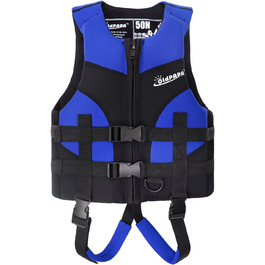 Дитячий рятувальний жилет OldPAPA, дитяча плавальна куртка з регульованими ременями безпеки для занять водними видами спорту влітку, ідеально підходить для хлопчиків і дівчаток 10-25 кг Чорний Синій м(4-6 років/15-20 кг)