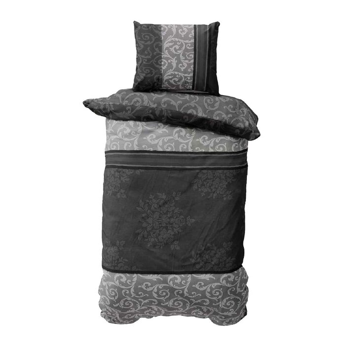 Комплект постільної білизни 200x200 з бавовни – Комплекти постільної білизни на всі сезони, м'яка та дихаюча, простирадло та наволочки 80x80 см на блискавці, Petrol (Natura Grau, 155x220 см (2-кількість))