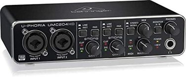 Аудіоінтерфейс Behringer U-PHORIA UMC204HD 2x4, USB, 24-біт/192 кГц, з мікрофонними підсилювачами Midas