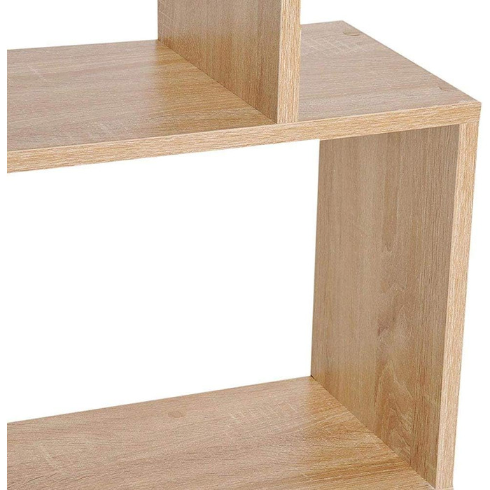 Книжкова шафа з 6 дерев'яними полицями, сучасний дизайн зигзаг для вітальні, вітальні, дому або офісу, розмір 80 x 24 x 190 см (бежевий)