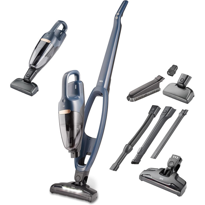 Бездротовий пилосос AEG 2в1, блакитний, QX7-1-I360: акумуляторний, для дому, з насадкою PetPro, до 50 хв роботи