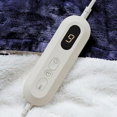 Електрична ковдра з підігрівом Neo, м'яка, з фланнелі та шерпою, двостороння, темно-синя