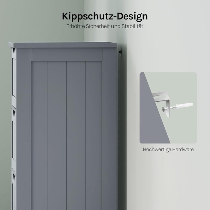 Шафка для ванної кімнати WOLTU, вузька, з 3 висувними ящиками, 32 x 30 x 81 см, для ванної, вітальні, спальні, кухні, сучасний дизайн, білий колір, BZS123ws