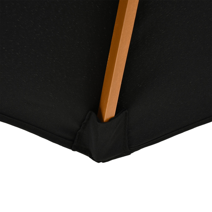 Сонячний парасолька діаметром 300 см, парасолька з захистом від УФ-променів, дерев'яний балконний парасолька, пляжний парасолька, міцний маркетний парасолька, захист від сонця для пляжу, тераси, саду, чорного кольору.