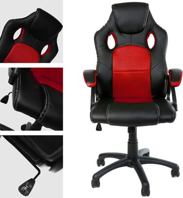 Ігровий крісло Panorama24 для геймерів та офісу, чорний, 9 кольорів, підйомний механізм, до 150 кг, сертифікат TÜV