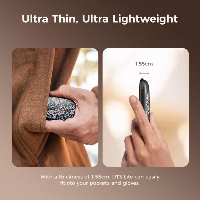 Електричні грілки для рук OCOOPA 2 шт. з магнітною фіксацією, 5000mAh, 3 режими нагріву, компактні, для рукавичок, сумки, зимові аксесуари, подарунки для чоловіків та жінок (фіолетовий/білий)