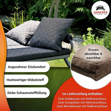 Гойдалка Анґерер Голлівуд Елеґанс Джой – для сидіння, відпочинку та сну, з функцією ліжка, Made in Germany, преміум-якість, темно-тауп