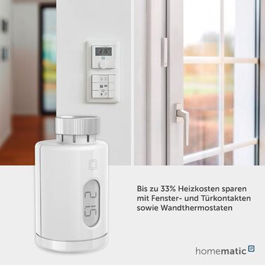 Homematic IP Термостат на радіатор Smart Home – цифровий термостат для опалення, керування через додаток, сумісний з Alexa та Google Home, легка установка, енергозбереження (153412A3)