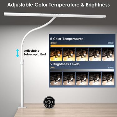 LED настільна лампа EYOCEAN 24W з жестами, 80см, регульоване денне світло, захист очей, для роботи, читання, архітекторів, дизайнерів