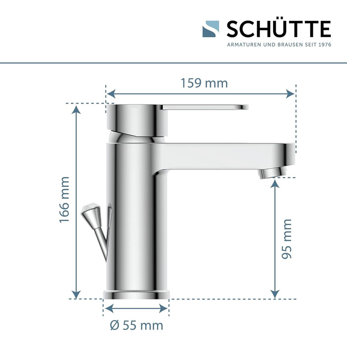 Змішувач для ванної кімнати Schütte ELEPHANT з нержавіючої сталі, з клапаном зливу, хром, 34210