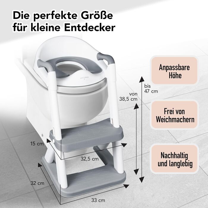 Дитячий унітаз-сходи KidzCorner з регульованою висотою, складаний, для привчання до горщика та як підніжка