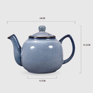 Чайник Брістоль Чайник Teaware з відтінковою глазур'ю (сіро-блакитний) 1 л 5 чашок для використання з чайними пакетиками, сталевий фільтр не входить в комплект 1,0 л сіро-синій