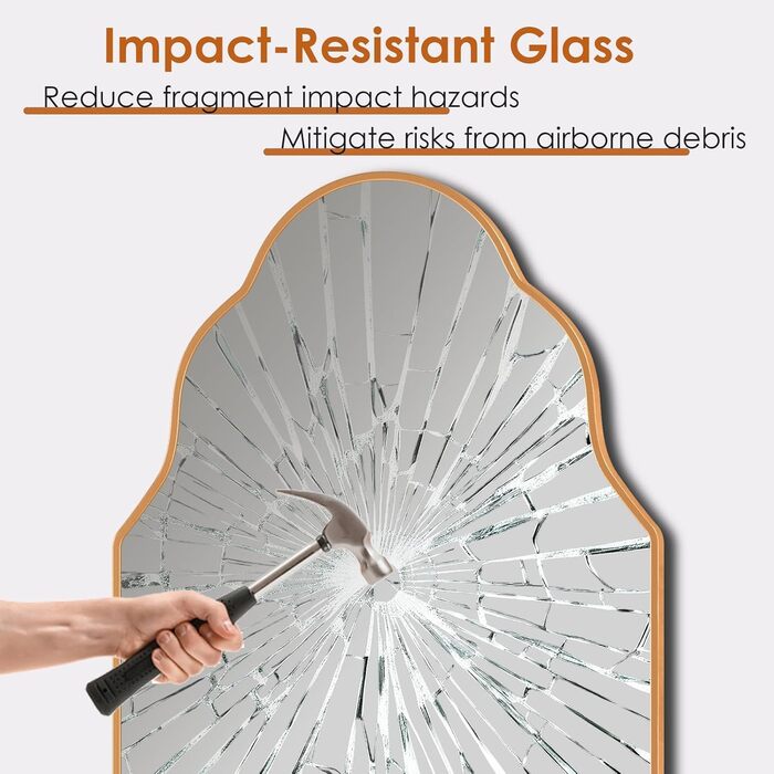 Дзеркало настінне Clevich Asymmetrisch 66x116 см, алюмінієва рама, скло HD, золотий колір