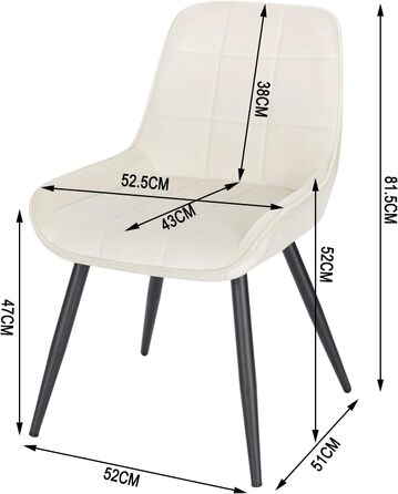 Стільці обідні Набір з 2 шт. , м'які, Ергономічні, Кремово-білий оксамит, BH331dgr-2