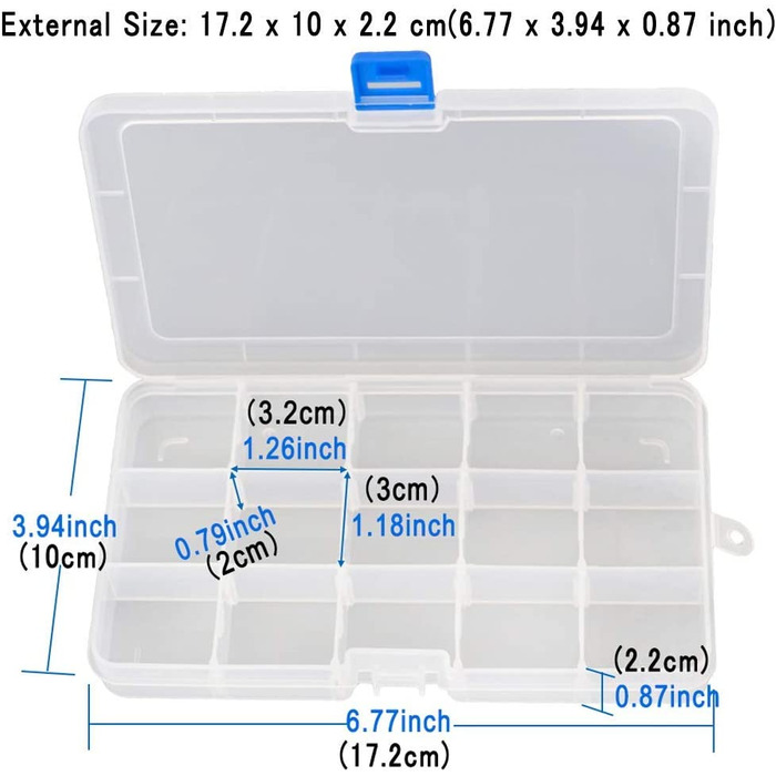Пластиковий ящик для зберігання Qualsen, регульований набір відсіків, коробка для ювелірних виробів, контейнер для інструментів (18 сіток X 2 упаковки, Прозорий) (Прозорий X 12 (15 сіток))