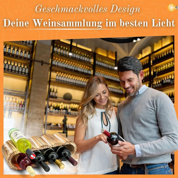 Дерев'яна полиця для вина Rustikales Weinregal - підставка для 8 пляшок, 2 яруси, ручної роботи, олія, для кухні, їдальні, вітальні