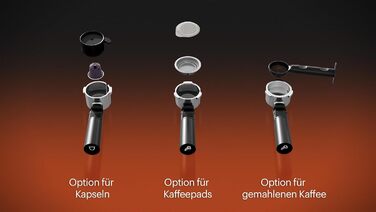 Еспресо-машина GRUNDIG KSM 6430 з вбудованим контейнером для молока, 1628 Вт, 20 бар, 2-дозова, Touch-Display, BrewSense, CreamyPro, Dark Inox/Schwarz, сумісна з капсулами та падами