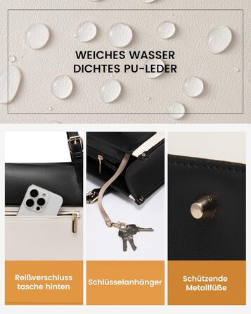 LOVEVOOK Сумка для ноутбука, жіноча велика водонепроникна сумка-шоппер з PU шкіри, для роботи, навчання, 15.6 дюймів (Чорний+бежевий)