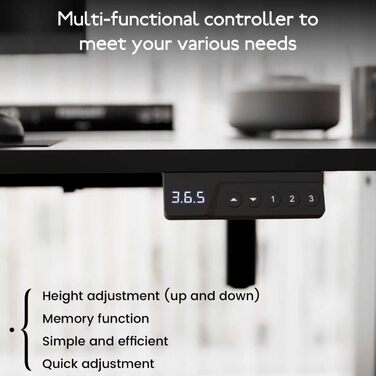 Регульований стіл 60x110 см, електричний з пам'яттю та захистом від зіткнень, висота 70–117 см, для офісу, дому та геймінгу (білий). Також доступний розмір 140x60 см (чорний)