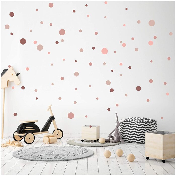 Клейких точок кола точки наклейка на стіну дитяча спальня наклейка на стіну дитяча кімната Фольга декоративна самоклеюча пастель для хлопчиків і дівчаток (y035-5 рожево-рожева), 100