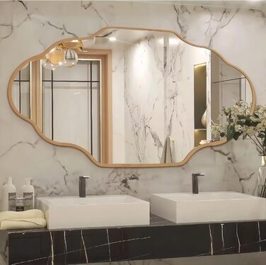 Дзеркало настінне Clevich Asymmetrisch 66x116 см, алюмінієва рама, скло HD, золотий колір