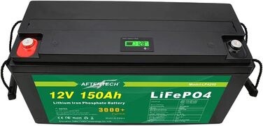 Літій-залізо-фосфатна батарея AFTERTECH Lifepo4 12 В 150 Ач, 3000 циклів, 12,8 В 1920 Втгод