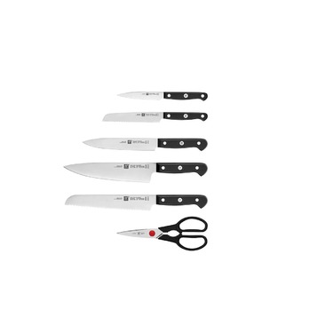 Набір з 5 ножів з ножицями і заточувальним блоком чорний Gourmet Zwilling