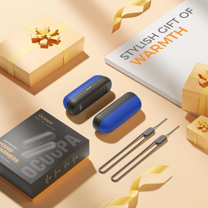OCOOPA Нагрівач для рук 2 шт., 5200mAh, Магнітний, Електричний, для кемпінгу, на подарунок (чорний/синій)