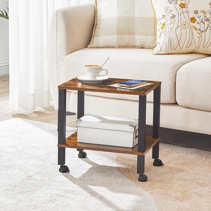 HOOBRO Підставка для принтера з 2 ящиками, 38 x 28 x 38 см, для офісу, темно-коричнева та чорна