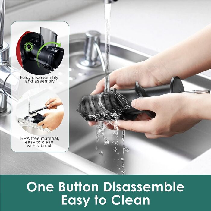 Фрета Slow Masticating Juicer - повільний шнековий соковитискач, блакитний (Empire Rot), BPA Free, широка подача, тихий мотор