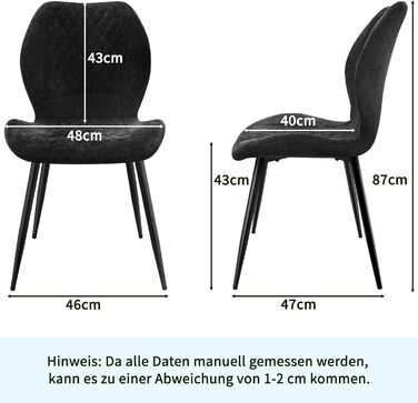 Набір з 4/6 стільців для їдальні, кухні, вітальні, чорного кольору, ергономічні, оббивка з льону