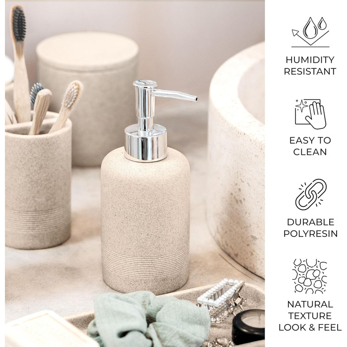 Набір для ванної кімнати ZCCZ 6 предметів: органайзер, диспенсер для мила, підставка для косметики, тримач для зубних щіток. Чорний, мармурова текстура, для сучасного інтер'єру