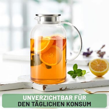Скляна карафа SUSTEAS 2.0/2.5 л з кришкою для води, соку, кави, чаю та вина