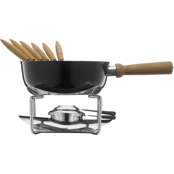 Набір для фондю Silit Käsefondue 9 предметів на 6 осіб, кераміка Silargan, для індукційних плит, посудомийна машина, фондюшниця, решо, пальник, виделки