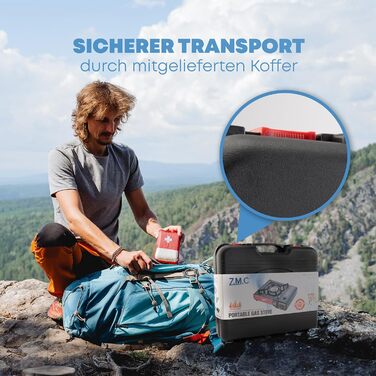 Z.M.C. газовий набір для кемпінгу: 1-ти ремінь, адаптер для LPG, кейс, картриджі 227г, гриль-плита, п'єзозапалювання. Для відпочинку на природі та в приміщенні