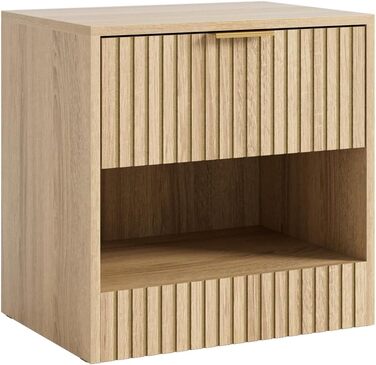 Нічний столик з дуба, дерев'яний приліжний столик з шухлядою, сучасний, компактний 39x39x28 см, для спальні, вітальні, офісу