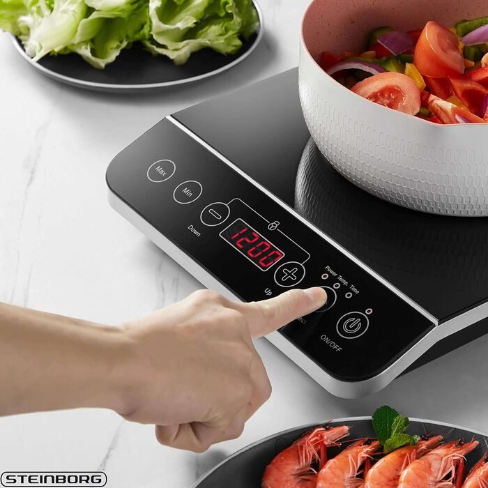 Індукційна плитка Steinborg 2000 Вт з сенсорним керуванням та захистом від перегріву | Електрична плитка для кухні