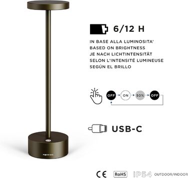 LED-лампа Neu Stiletto IP54: бездротова, USB-C, для дому та ресторану (чорний)