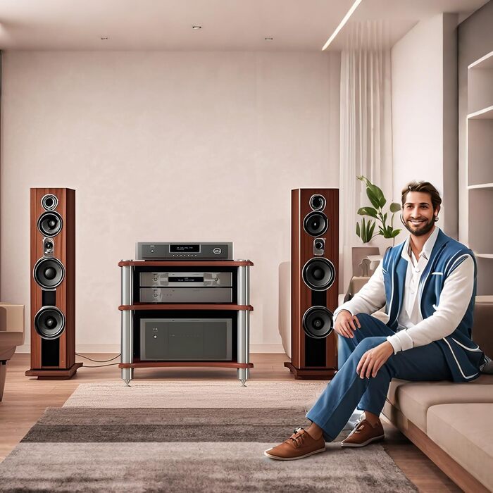 Сумка для аудіо-обладнання HiFi Regal: стійка для AV-медіа, ТВ-стійка, підставка для програвачів (3 яруси, темне дерево)