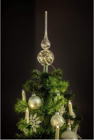 Верхівка на ялинку, Світлодіодний бездротовий Топпер для ялинки, різдвяне мереживо, ялинкові прикраси, прозоре скло, теплий білий ручний видув