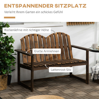 Лавочка для саду на 2 особи, у рустикальному стилі, з соснового дерева, 114x63x86 см