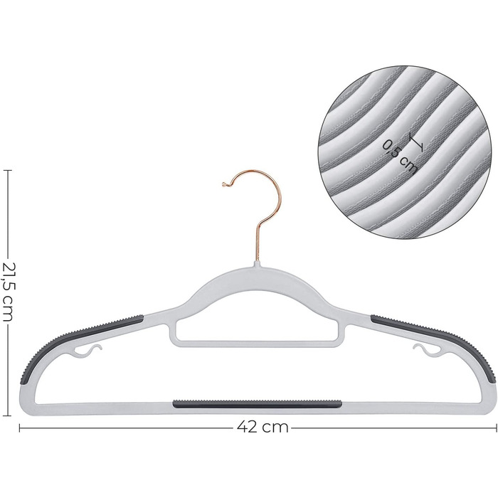 Набір вішалок для одягу SONGMIC 30 шт 42 см золотисто-сірий