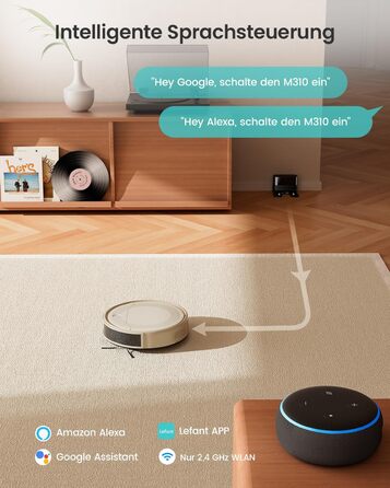 Робот-пилосос LEFANT M330 з функцією миття, 5000Pa, лазерна навігація, PSD-технологія, APP, 160 хв, для тварин, килима, твердих підлог, сірий (M310 Champagne)