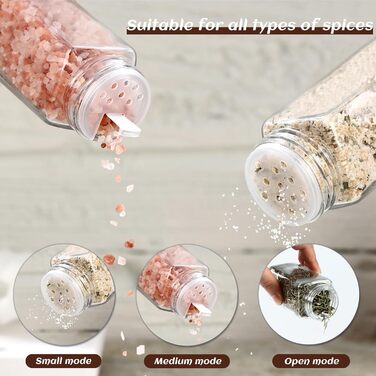 Набір скляних банок для спецій з дерев'яними кришками з акації, 24 шт по 120 мл